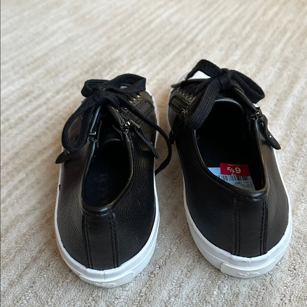 NWOB COACH Empire Zip Lace-Up Sneakers Leather Black Size 6.5